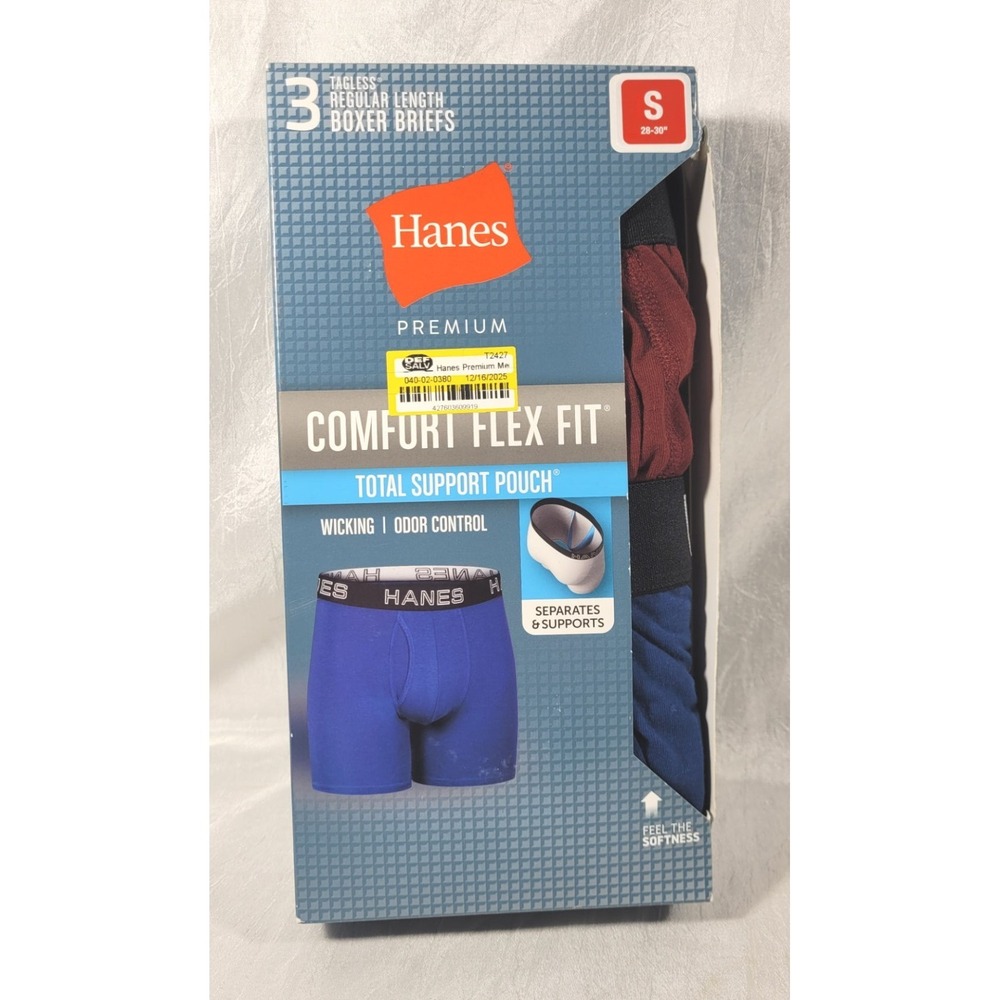 Hanes‎ Men's 3-Pack Comfort Flex Total Pouch Support Boxer Briefs - Small 28-30"
